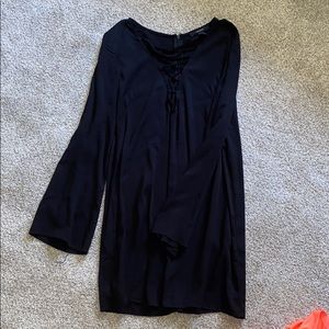 Black long sleeve crisscross dress